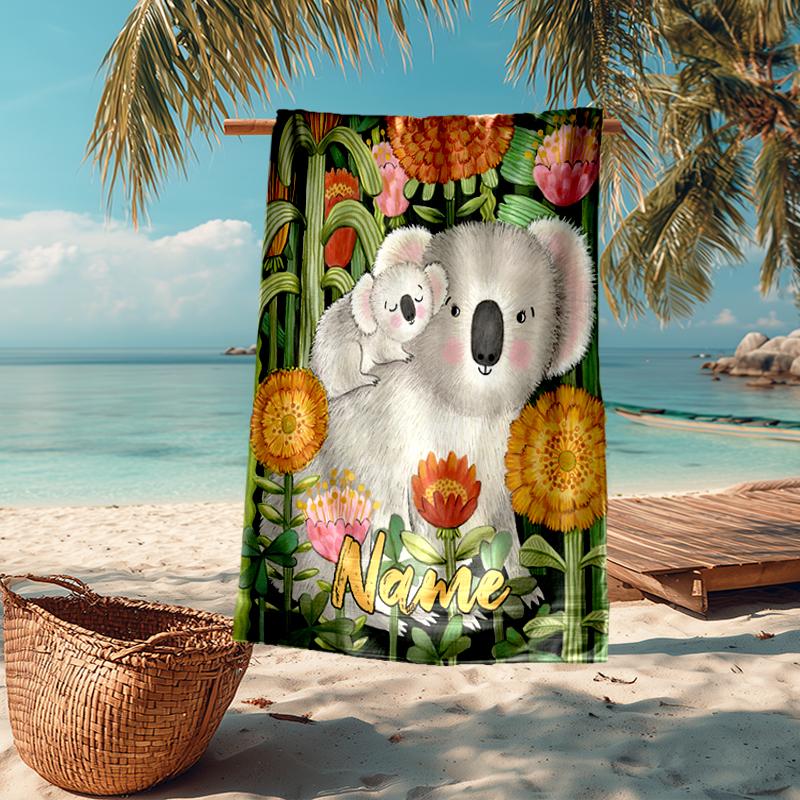 Personalisierbares Ultra-Weiches Strandtuch mit Koala-Motiv, Ideal für Pool - Camping, Tauchen - Perfekter Reisebegleiter, Lebendiges Strandtuch.