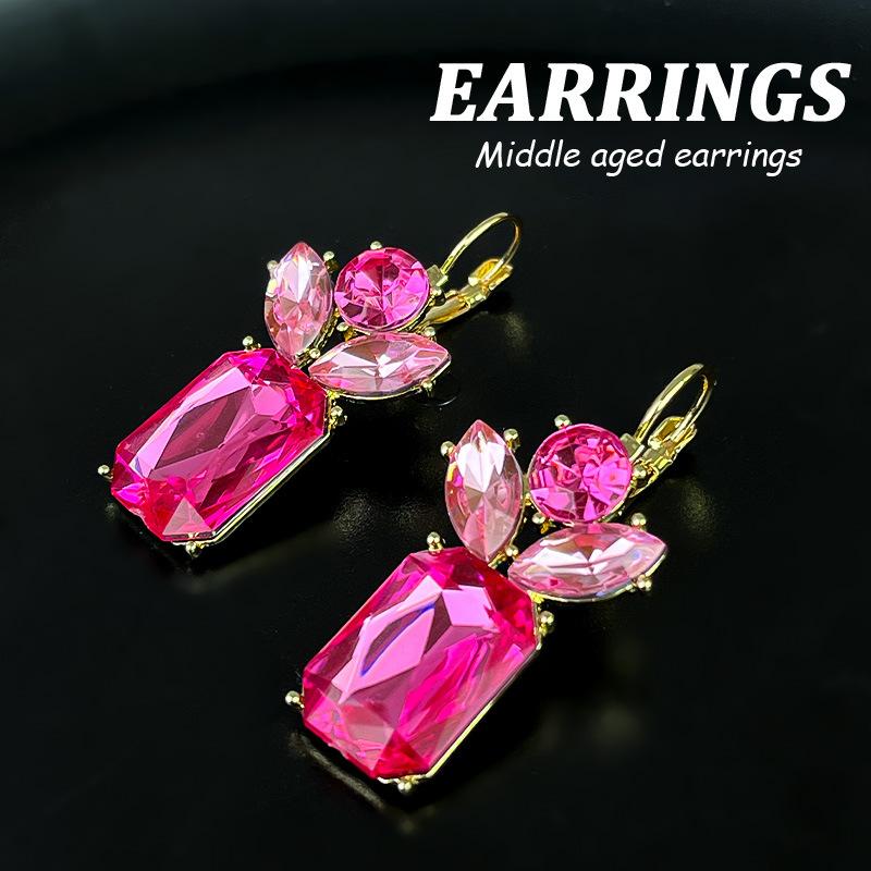 Boucles d'oreilles pendantes Zircon Fleur Colorée pour Femmes, Boucles d'oreilles pendantes Statement pour Fête & Usage Quotidien
