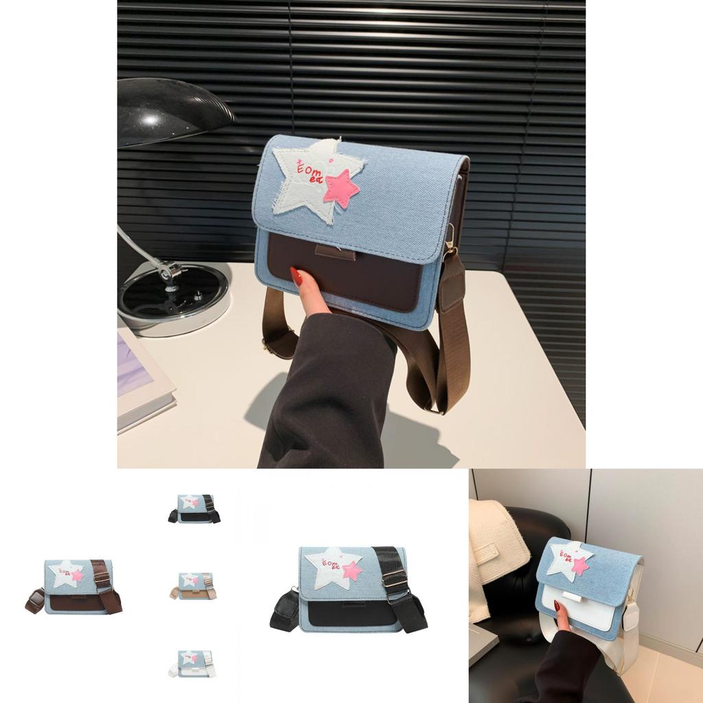 Stylish Summer Patchwork Women's Bag 2024 Trendy Denim Star Crossbody Shoulder Bag