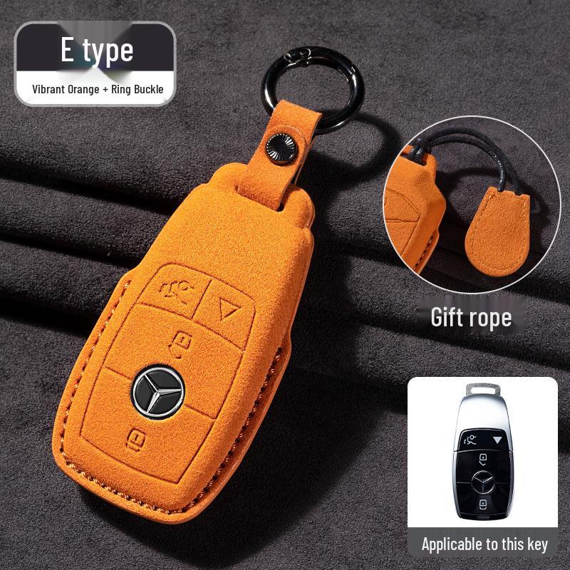 Mercedes-Benz E300L/GLC260/E260L Key Cover with Full Suede and Buckle - Men's Interior Decoration