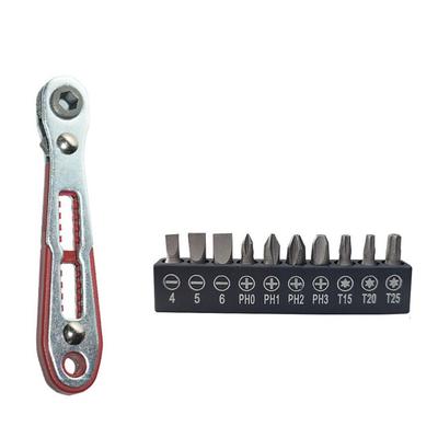 36 Teeth Ratchet Screwdriver Wrench Set with 10 Bits and 90 Degree Handle Designed for Tight Spaces and Detail Work