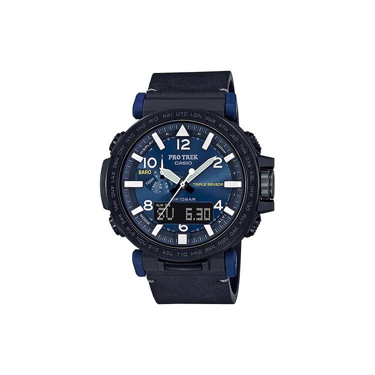 Casio Men's Blue Pro Trek Prg Series Outdoor Climbing Sports Quartz Movet Leather Strap Watch Watches Prg-650Yl-2