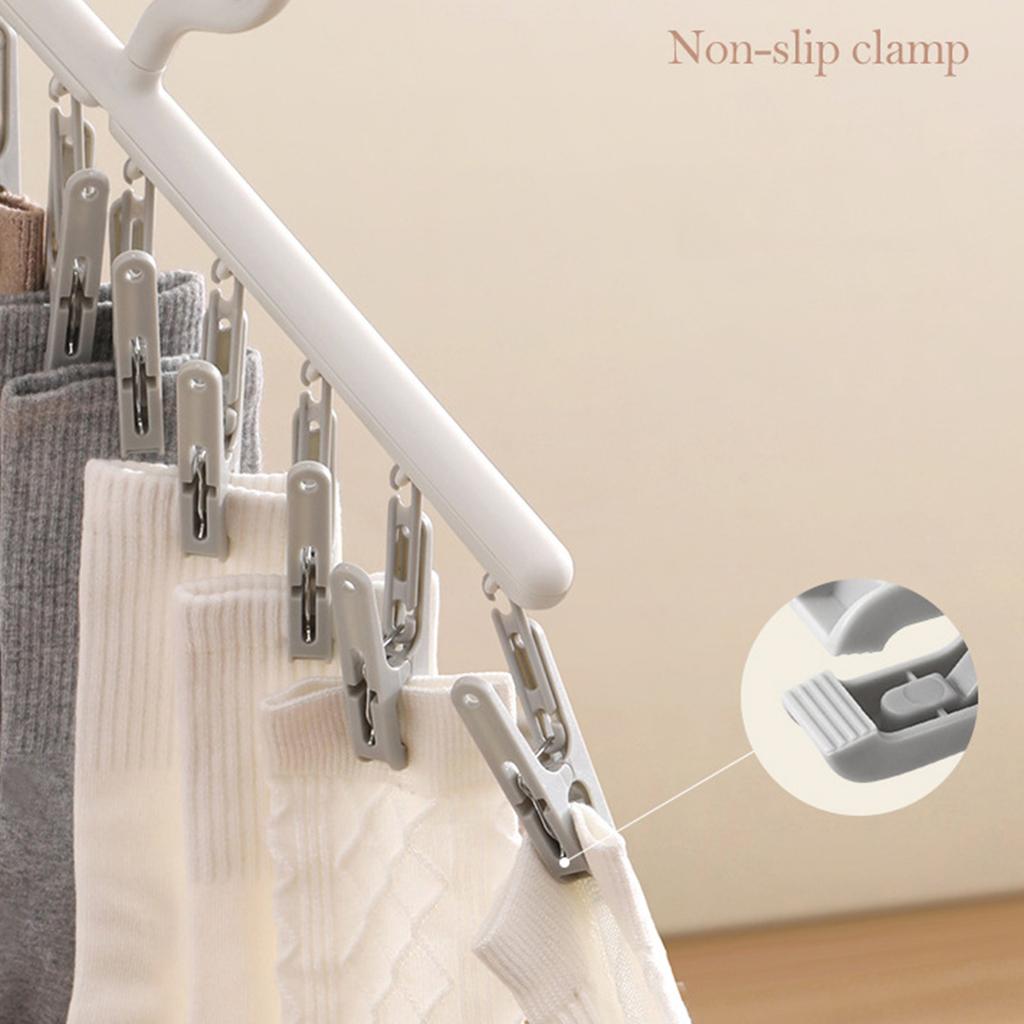 Socks    Multifunctional 360 Degree Rotating 10 Clips Socks Drying Rack for Dormitory Home Balcony
