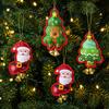 Cute Christmas Tree Hanging Ornament Fabric Santa Gingerbread Man Bell Pendant Xmas Home Decor Holiday Party Gift Accessories