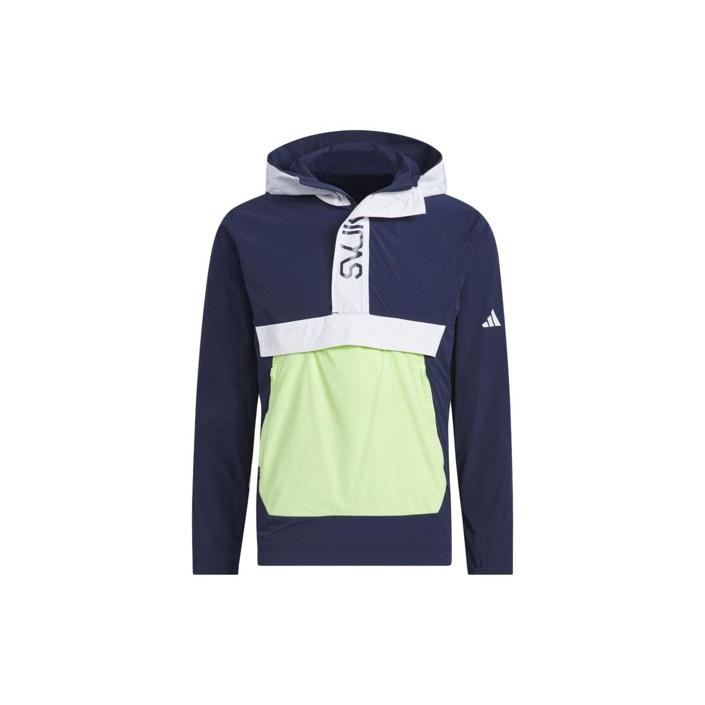 

Adidas Color Block Letter Print Hooded Pullover Jacket Men jackets Blue HY0976 XL
