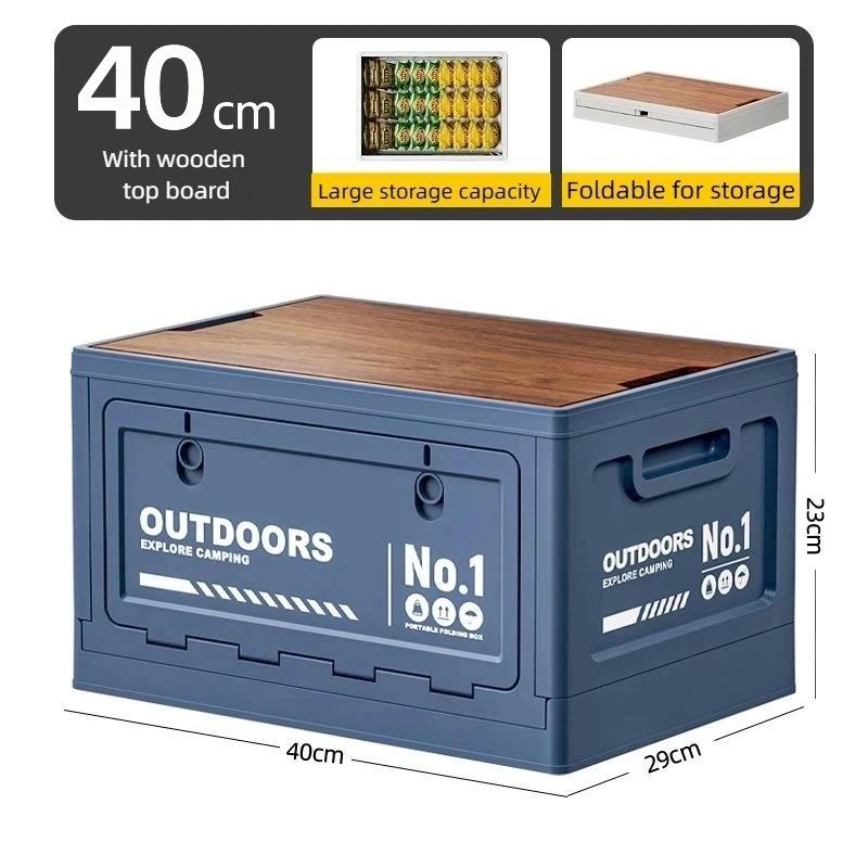 1Pcs Multifunctional Camping Box Foldable Car Trunk Storage Organizer With Bench & Cutting Board For Picnic
