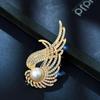Rhinestone Wings Pearl Feather Brooches for Women Weddings Banquet Party Badges Clothing Jewelry Accessories Pins