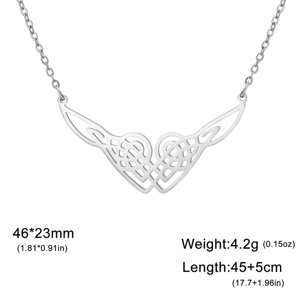 Celtic Heart Knot Necklace for Women Wing Pendant Stainless Steel Jewelry on the Neck Hollow out Accessories Wholesale 2026 New