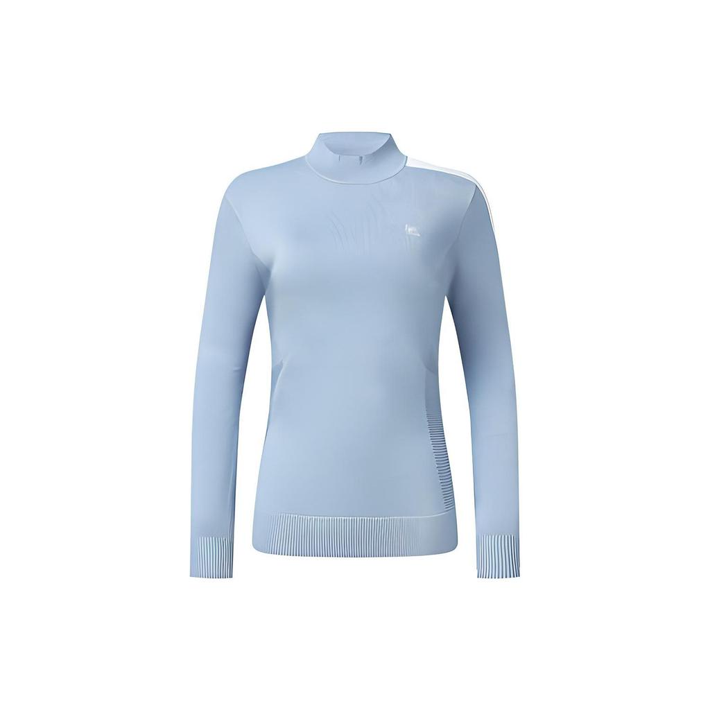 FILA Athletics Logo Embroidered Casual Comfortable Crew Neck Pullover Long Sleeve Knit Sweater Women sweater Sky-Blue A11W245405F-LB