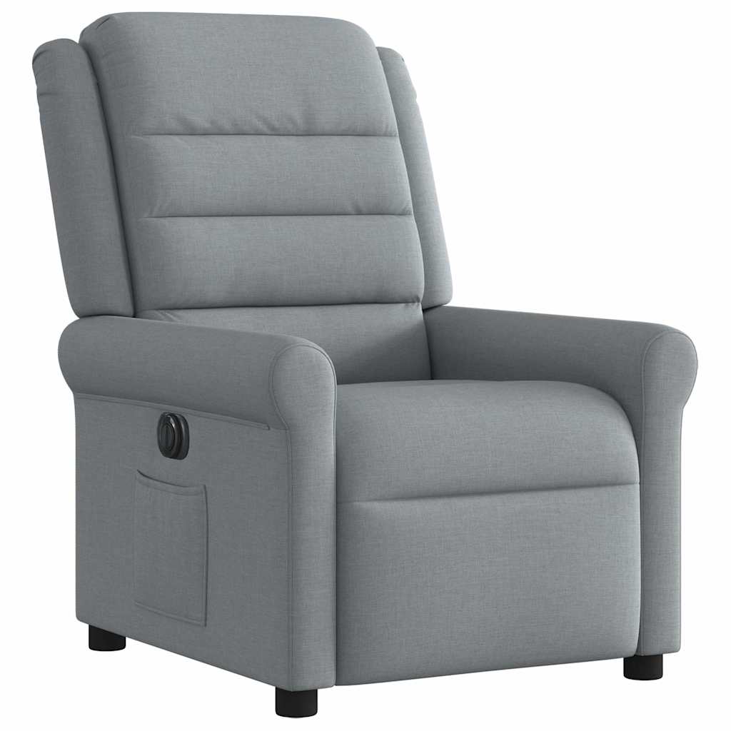 Electric Recliner Chair Light Grey Fabric