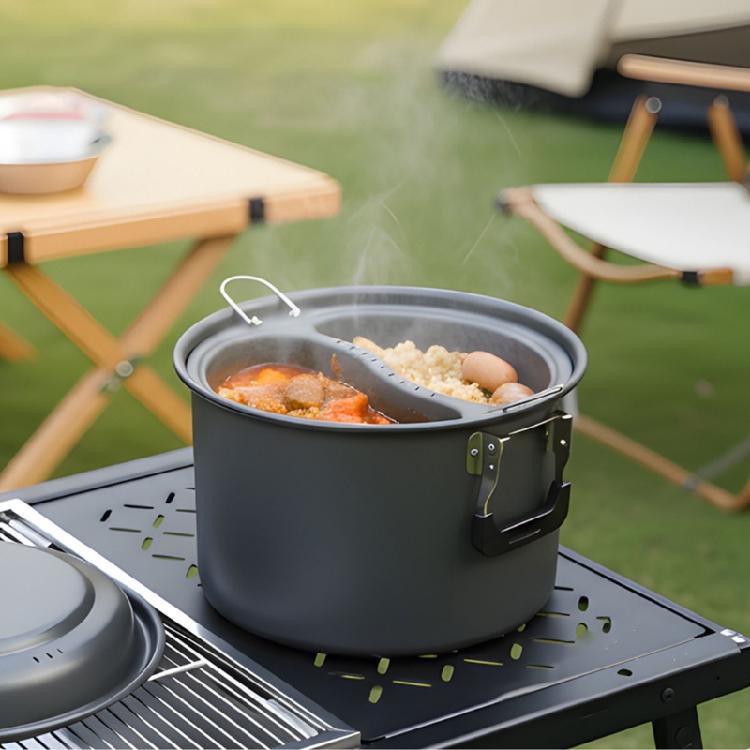 Aluminum Backpacking 4-7 Person Camping Pots with Lid, Light Weight Outdoor Cooking Pots Cookware for Hiking Picnics