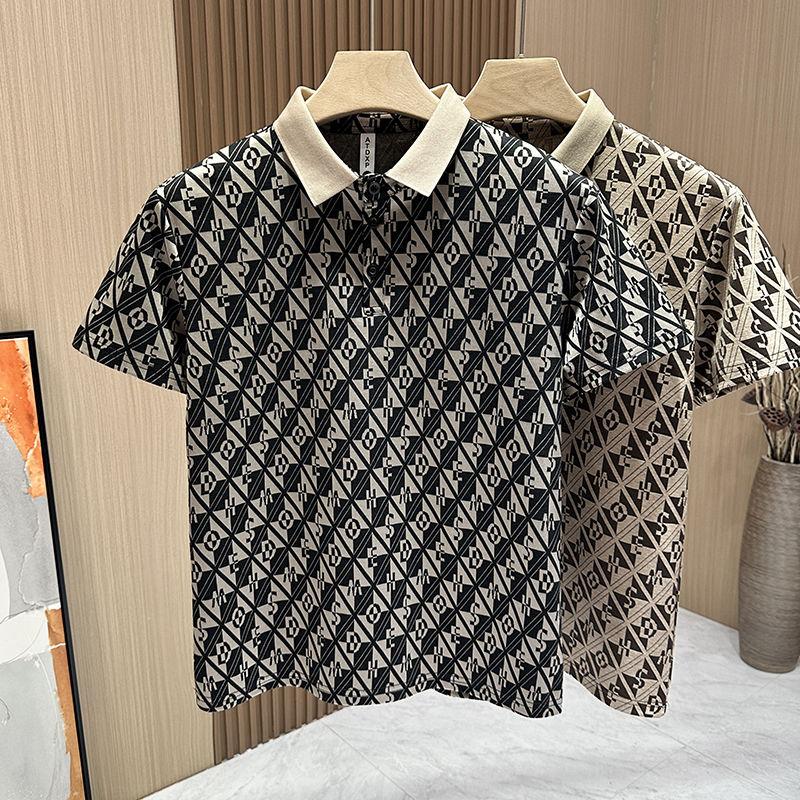 Pánské polokošile s krátkým rukávem Letní Nové Knoflíky Pěkné Špičkové Slim Ležérní S polovičním rukávem Klopa Zralé Tričko Trendy Značka