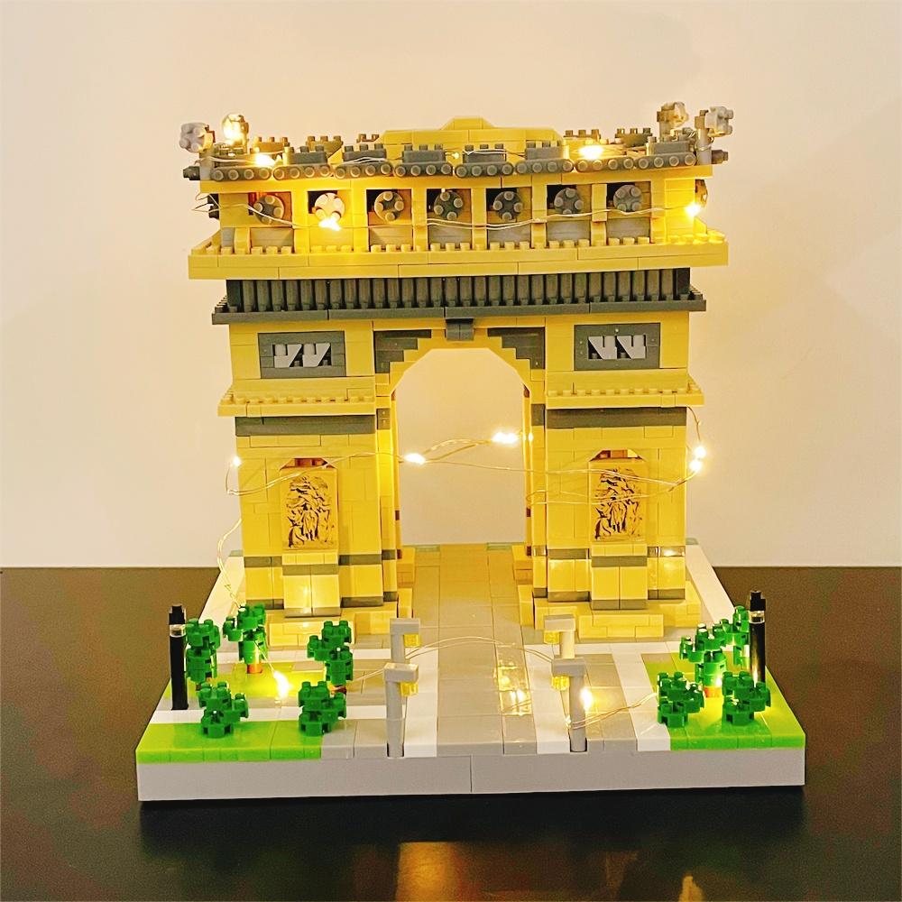 Knew Built LED Arc de Triomphe Micro Mini Building Blocks Toys Illuminating Paris Landmark Model Perfect for Home Office Dcor