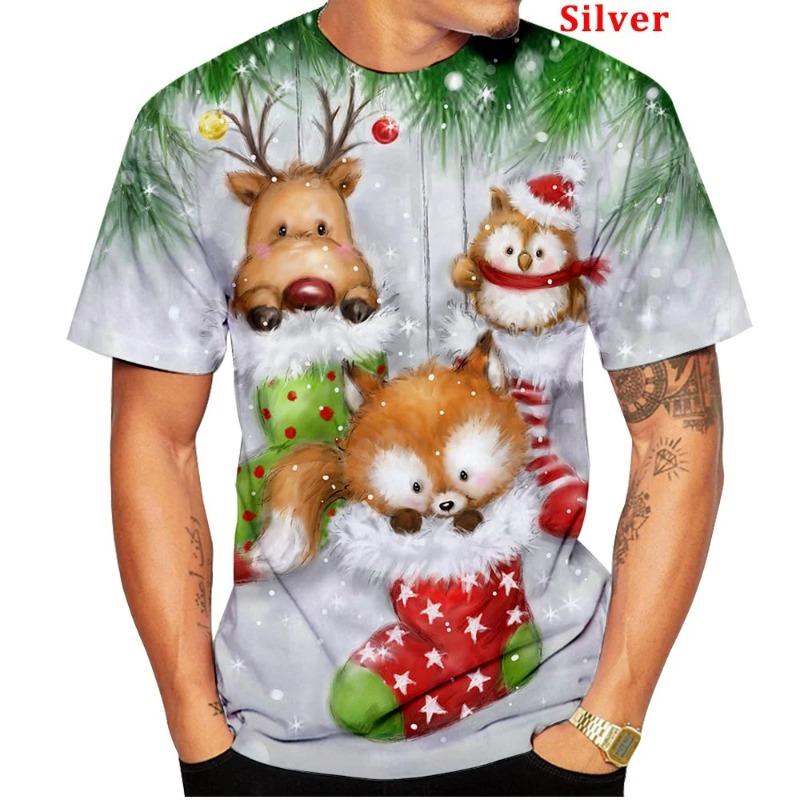 3D Printed Men's T-shirt Short Sleeve Christmas Casual Santa Claus Cartoon O-Neck Short Sleeve Tee