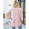 Summer V-neck Loose Casual Office Women Blouse Elegant Petal Short Sleeve Ruffled Chiffon Top Fashion Female Solid Color Simple Shirts Women Vlothing