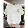 European Sizes Heavy Pure  Trendy Brand Printed Short-sleeved T-shirt Men's Summer New Large-size Versatile Casual Top