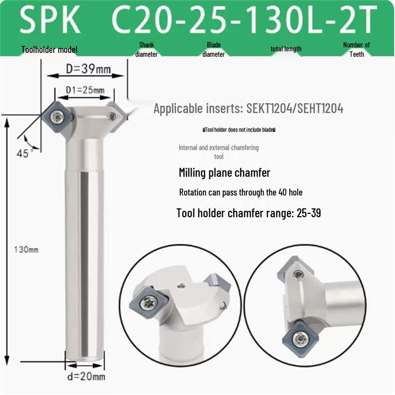 45° CNC Insertable Inner/Outer Chamfer Tool with Up/Down Back-Reaming Holder