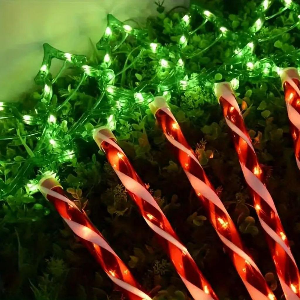 5pc/set Solar Candy Christmas Tree Ground Installation Decorative Lights Outdoor Garden Lawn LED Lights Courtyard Lights