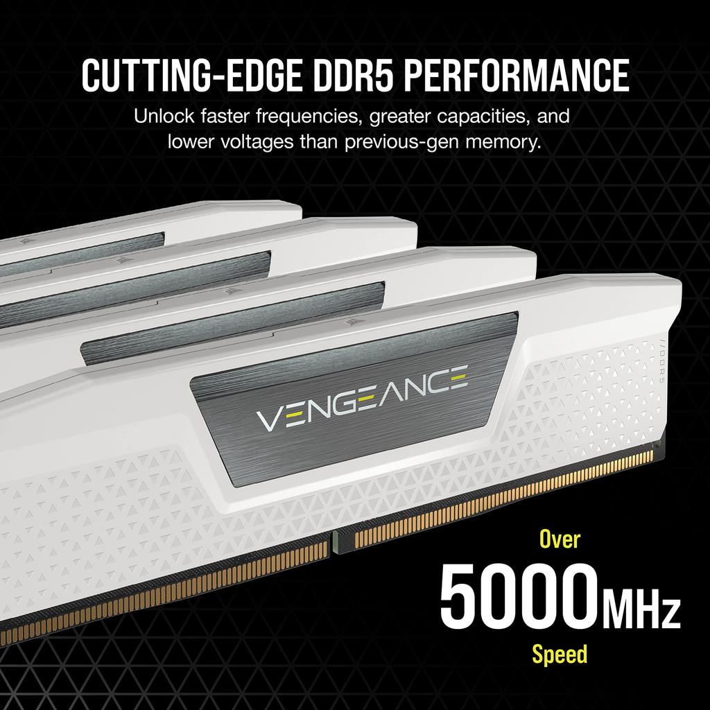 CORSAIR Desktop PC Memory VENGEANCE DDR5 Series Intel XMP Memory Kit 48GB White x CMK48GX5M2B6000C30W DDR5-6000MHz [24GB 2]