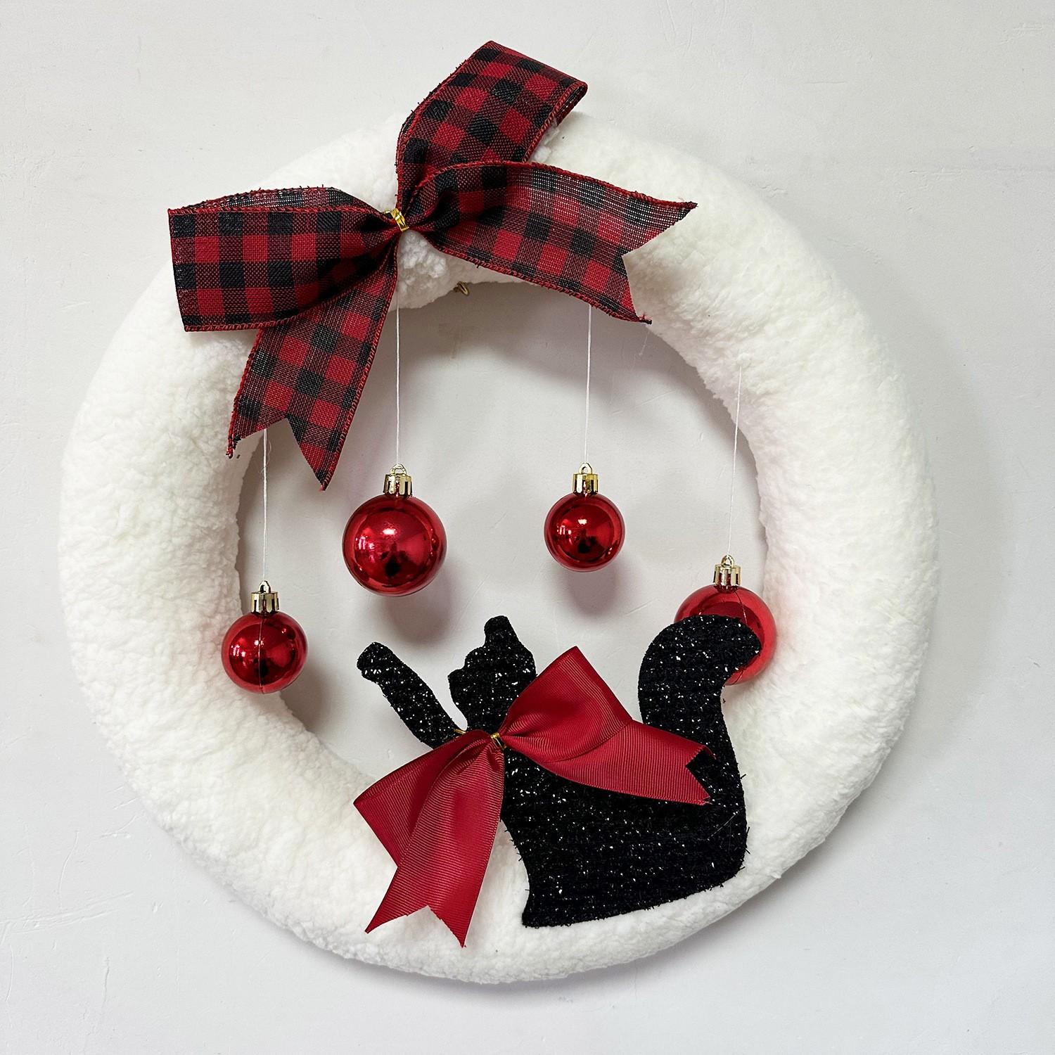 

Рождественский венок Милый черный С подвесным шаром Бант Праздничное украшение для двери, стены, каминной полки (40см) One Size