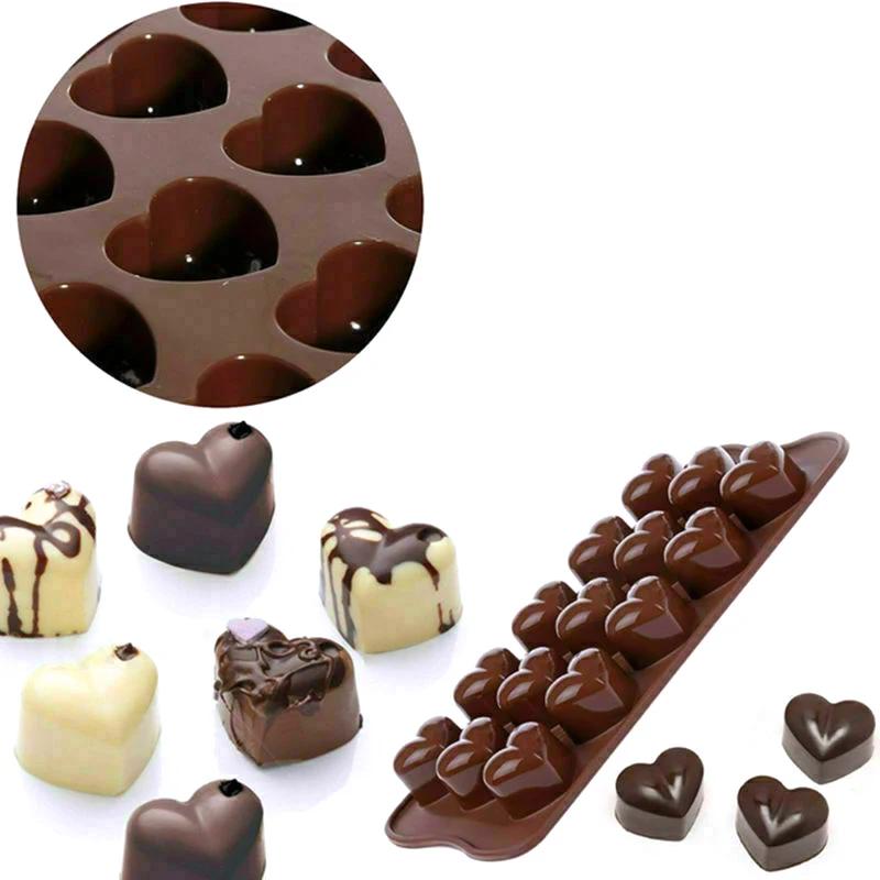 New Heart Shape Silicone Chocolate Mould Truffle Valentine Jelly Ice Soap Candy Chocolate Candy Molds Baking Accessories Cake