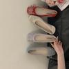 2025 spring and autumn new Korean version spring new fashion sequined bow women's single shoes flat bottom shallow mouth Mary