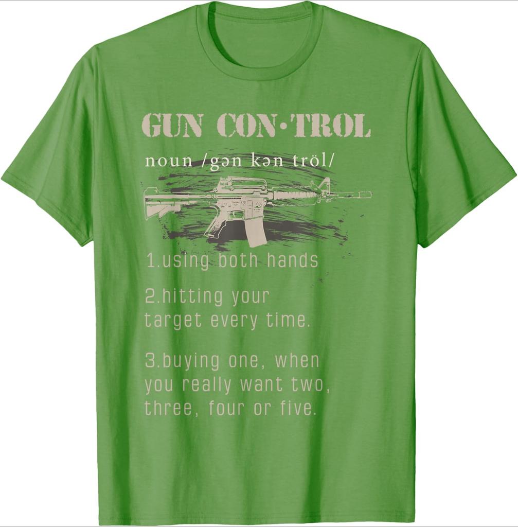 2nd Amendment Funny Gun Control Definition design100 cotton summer casual Oneck short sleeve printed mens Tshirt