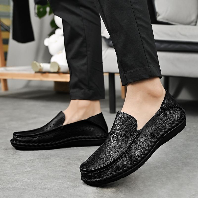 Chaussures en cuir véritable hommes mocassins chaussures en cuir décontractées à la main mocassins chaussures plates pour homme