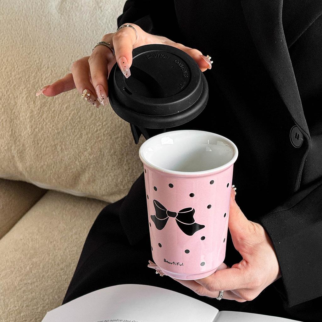 Bow High Looking Ceramic Cup for Best Friend Gift Cup for Office Girls Home Water Cup