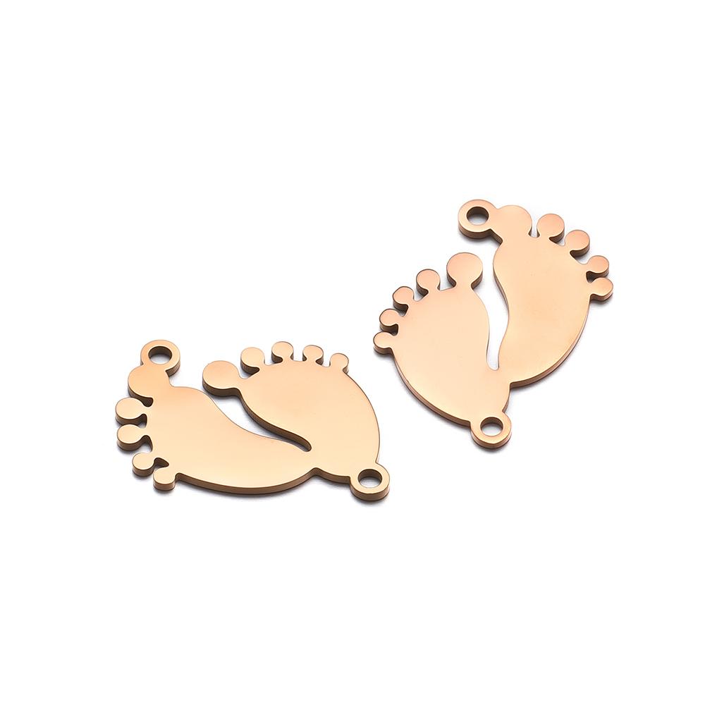 5pcs Stainless Steel Gold Cute Baby Feet Charms Bracelet Connectors Necklace Pendant for DIY Jewelry Earrings Making Findings