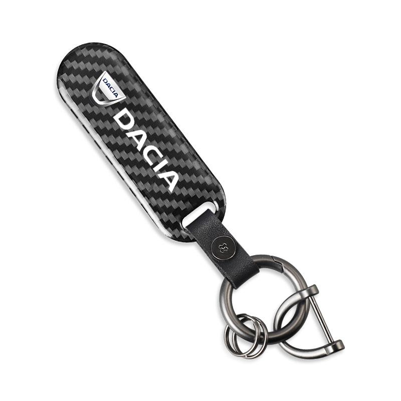 Carbon Fiber Texture Car Logo Key Chain Ring Auto Keychain For Dacia Sandero Stepway Dokker Lodgy Jogger MCV Duster Logan Spring
