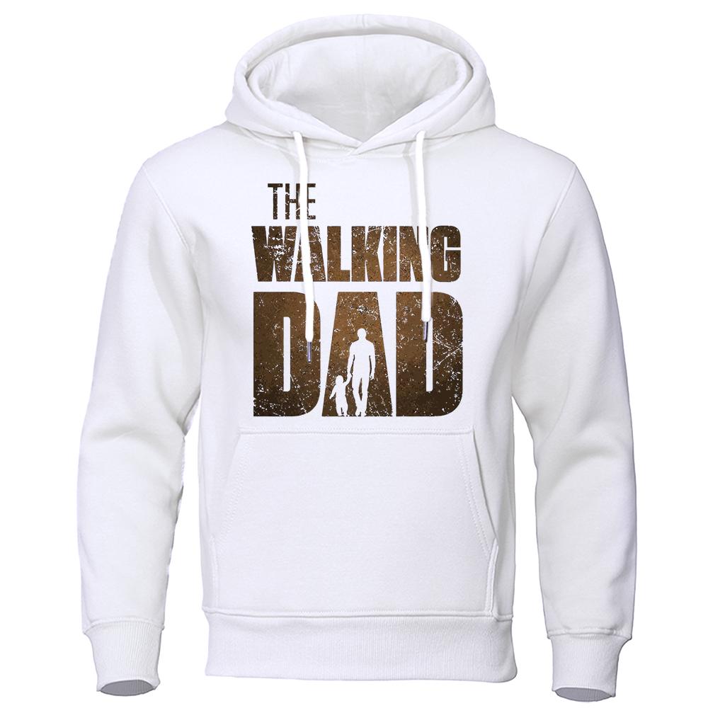 The Walking Dad Holding Daughter'S Hand Print Hoodies Men Casual Loose Tops Loose Fleece Clothes Fashion Pullovers Streetwear