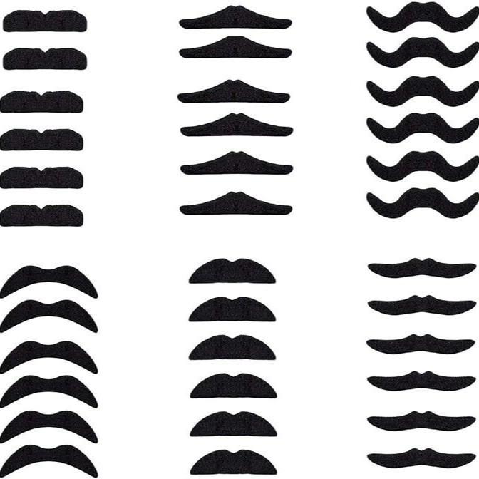 Multi-style Black Adhesive Fake Beard - Festival Party Costume Prop with Realistic Small Beard and Double-sided Tape