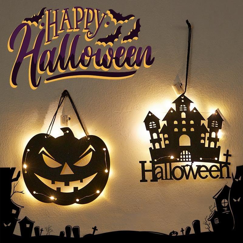 LED Light Up Halloween Hanging Ghost Spider Web Bat Ornaments Halloween Party Horror Props Indoor Outdoor Home Decoration Gifts