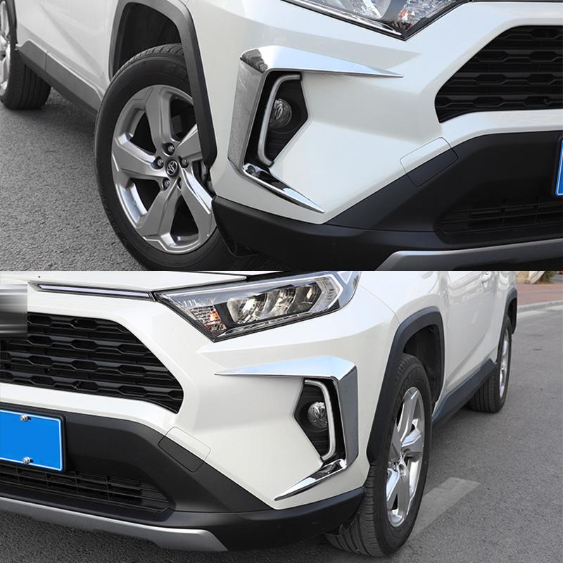 2PCS For Toyota RAV4   Car Front Bumper Fog Light Frame Cap Daytime Running Lamp Trim Eyebrow Cover Hood