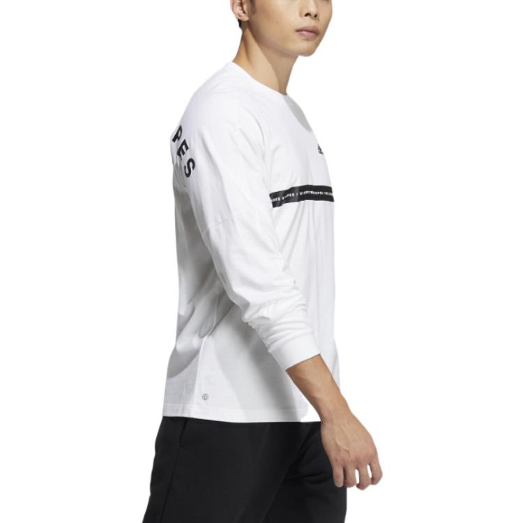 Adidas Alphabetic Print Round Neck Long Sleeve Sweatshirt Unisex Sweatshirt White IA9452