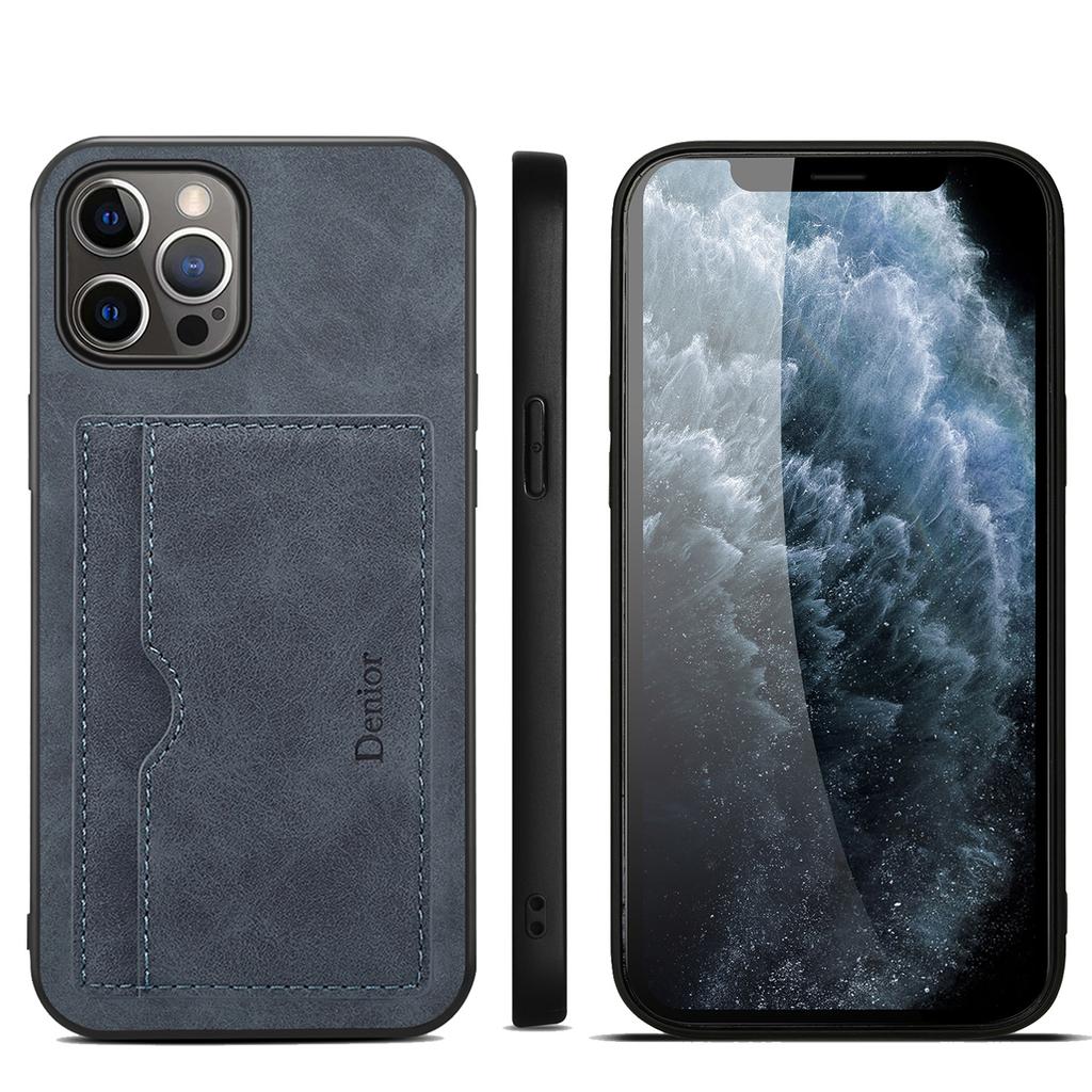 Denior Applicable iPhone15ProMax Mobile Phone Case Apple 14Pro Bracket Card 13 Anti-drop Leather Case 12