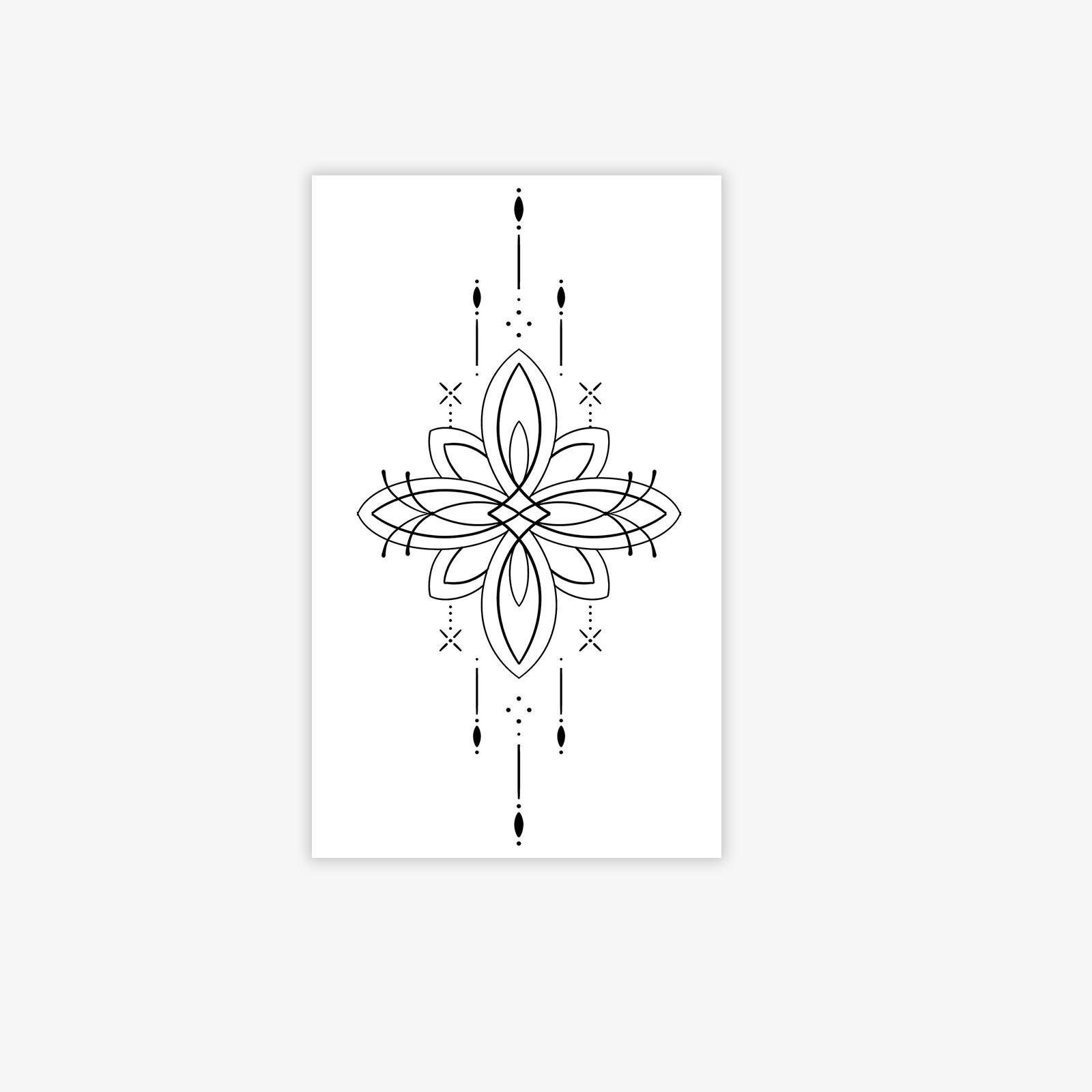 

Geometric Four-Petal Flower Tattoo Sticker Waterproof And Long-Lasting Women S Forearm High-End Simulation Tattoo 9*15