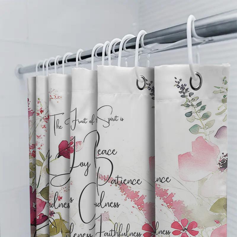Bright Orange Blue Shower Curtain Decorative Bath Curtains with Floral Print Waterproof Fabric for Bathroom (Size: W72 X L84)