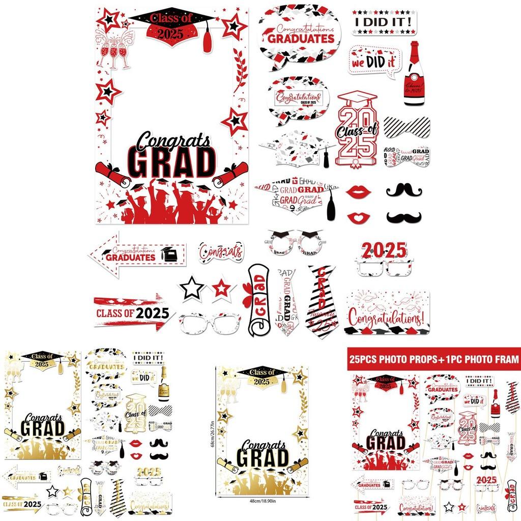 Graduation Celebration Photo Booth Supplies With Handheld Paper Frames For Festive Use
