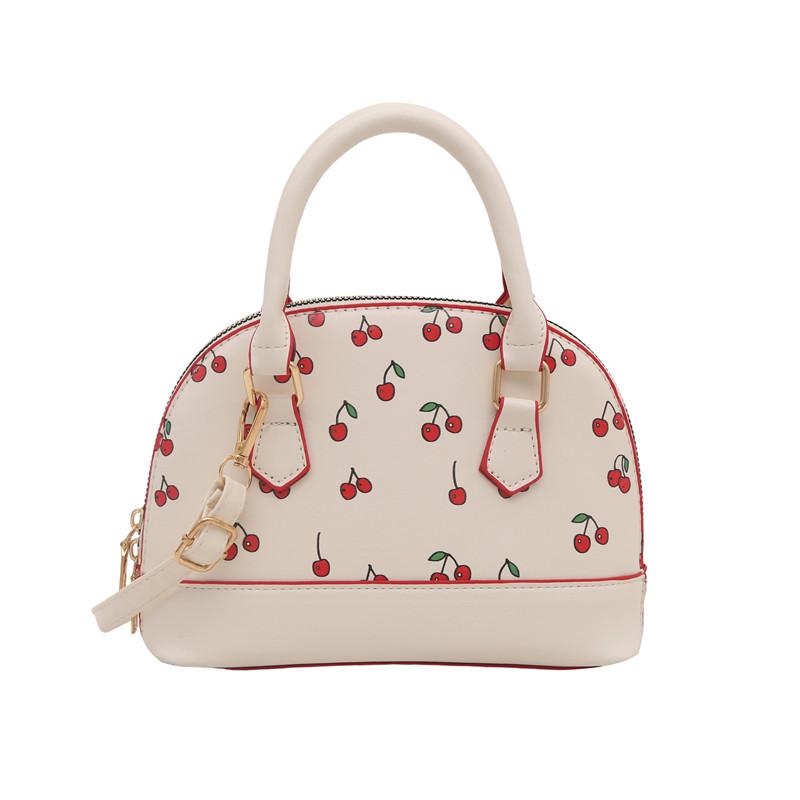 Cute Commuting Simple Women's Bag Trendy Western Print Cherry Large Capacity Shoulder Handbag