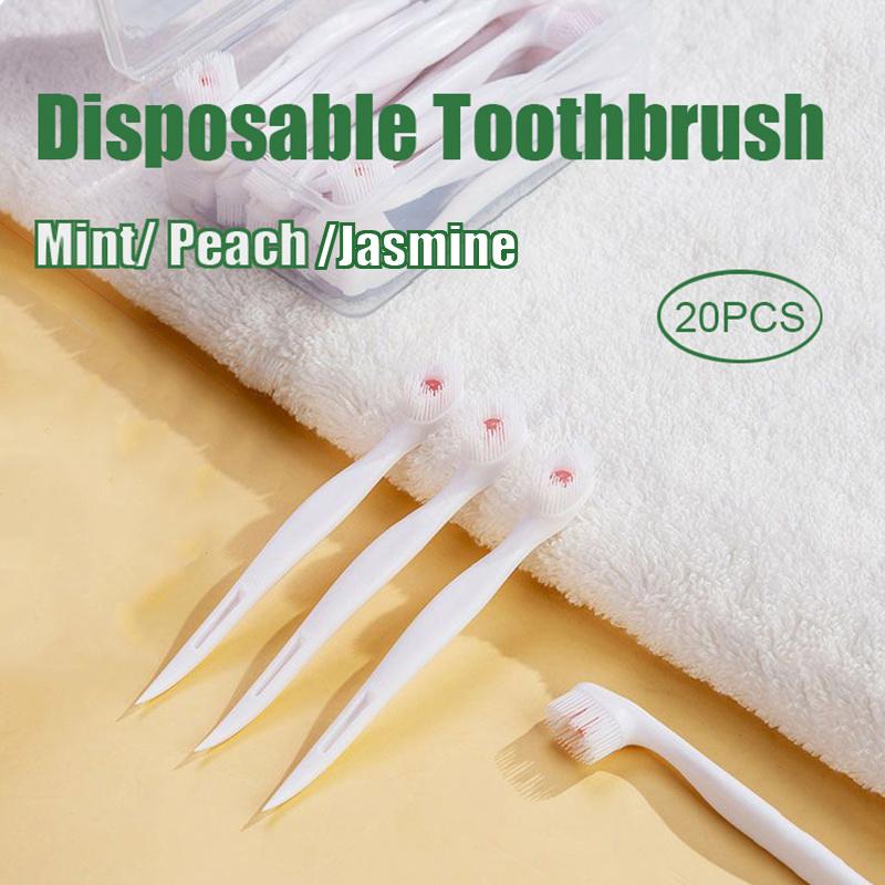 20 stk Bærbare Reisetannbørster Mini Eksploderende Perletannbørste Engangs Voksen Rengjøringstannbørste Munnpleie