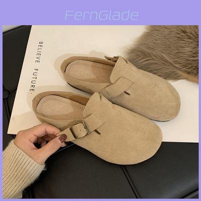 Herbst Winter Damen Loafer mit Gummisohle Weicher Boden Vintage Runde Spitze Lässiger Slipon für den täglichen Gebrauch