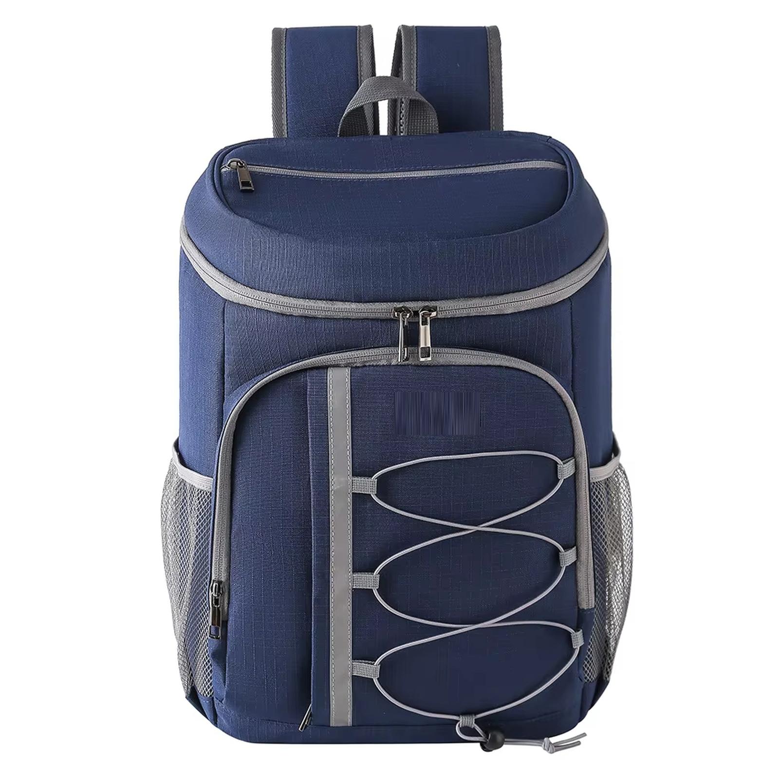 

Oxford Cloth Insulated Backpack Cooler Bag Outdoor Thickened Leakproof Picnic Bag with Drawstring Closure for Food and Beverage Storage one size тёмно-синий