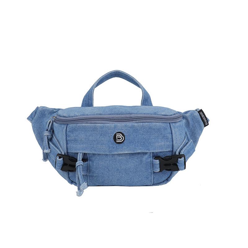 

Маленькая сумка кроссбоди женская джинсовая нагрудная сумка спортивная поясная сумка для езды на плечо светло-синий