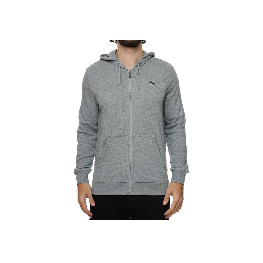 Puma Logo Spliced Zip-Up Hoodie Jacket Men Jackets Gray 847219-03