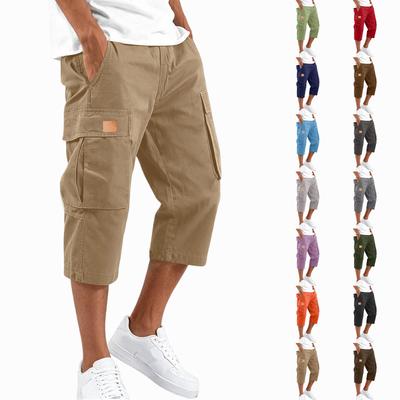 Men's Cargo Work Pants Stretch Waist Multi Pocket Casual Knee Length Shorts Durable Fabric Comfortable Fit