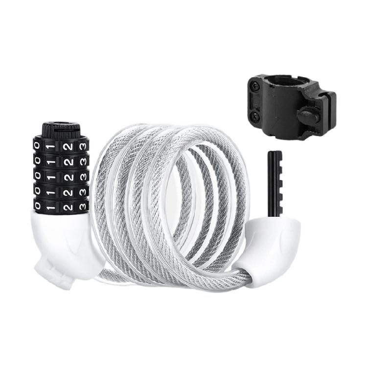 5-Digit Bicycles Lock Cable Lock Combination Lock 120cm Long Cable Lock for Motorcycles Bikes белый