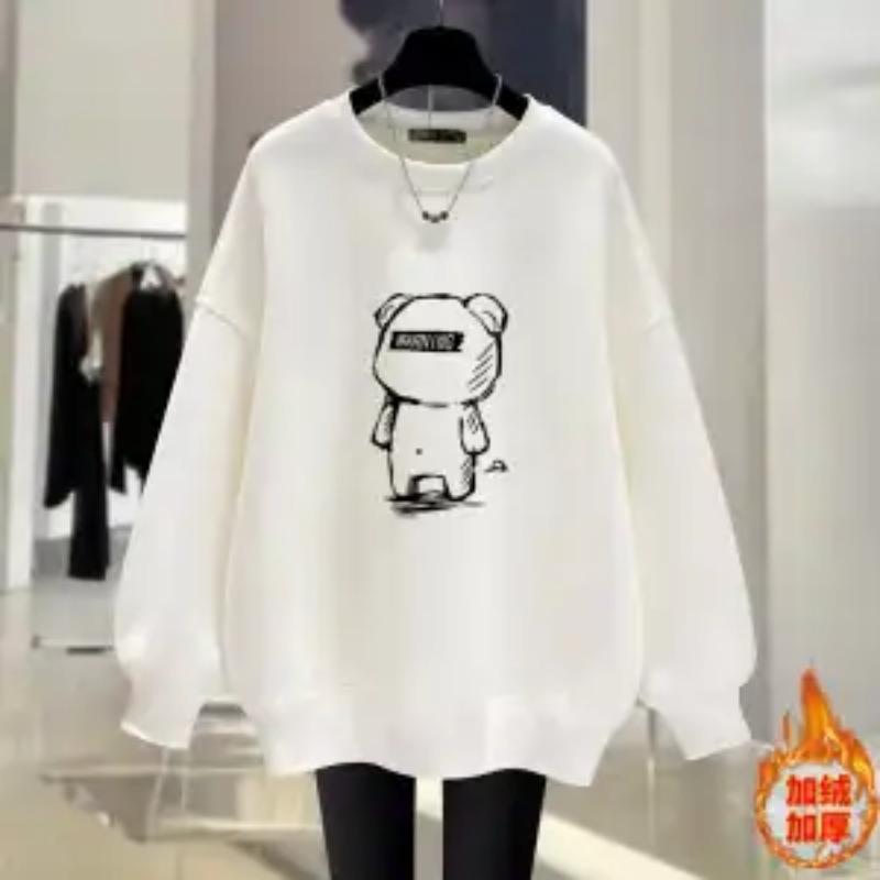 

Women Spring and Autumn New O-Neck Pullover Fashion Printing Sweatshirts Casual Loose Versatile Long Sleeve Medium Length Tops L