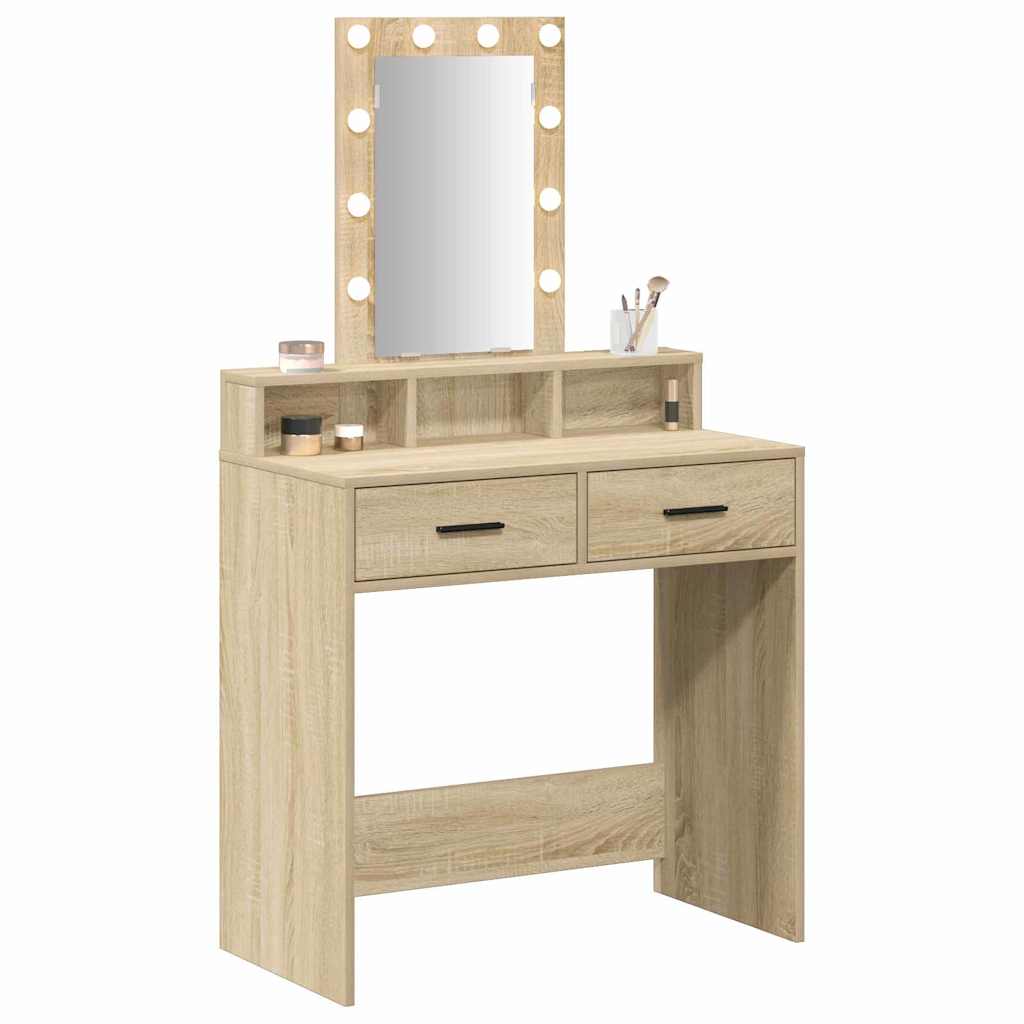 Makeup Table with Storage Brown 79 x 41 x 140 cm Engineered Wood